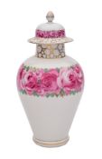 A Continental porcelain oviform jar and domed cover,