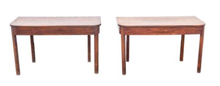 A pair of George III mahogany 'D' shape side tables,