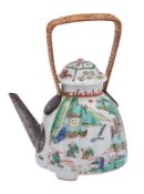 A Chinese famille verte teapot and cover of lobed form,