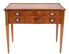A late George III mahogany and marquetry enclosed dressing table,