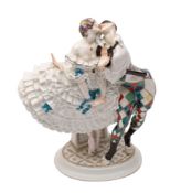 A rare Meissen figure of Harlequin & Columbine modelled by Paul Scheurich from the Russian Ballet