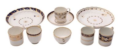 A group of Worcester and Derby porcelains, comprising a fluted cup,