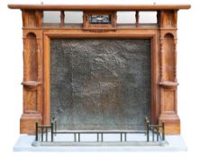 A Victorian satin birch and marquetry chimneypiece in Neoclassical style,