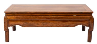 A Chinese stained hardwood, possibly huanghuali low table,