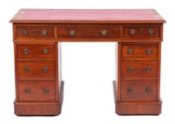 A Victorian mahogany pedestal desk in George III style, late 19th century,