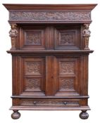 A Flemish oak court cupboard in 17th century style,