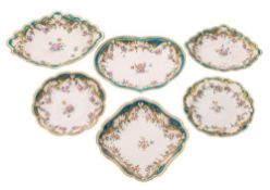 An extensive Chelsea-Derby porcelain part dessert service of fluted form,