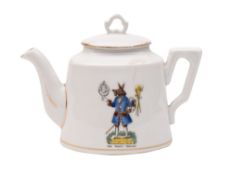 A Continental china Trusty Servant teapot,