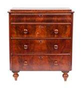 A Continental mahogany chest of drawers,