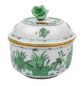 A Herend porcelain 'Fruits & Flowers' butter dish and stand and a similar 'Indian Basket' sucrier