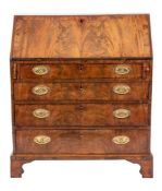 A George III mahogany bureau, last quarter 18th century,