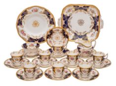 A Coalport 'bat wing' part coffee service, comprising eight cups [one cracked], eleven saucers,