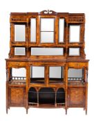 An Edwardian walnut, marquetry and glazed display cabinet, early 20th century,