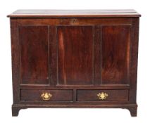 A late George II or George III oak mule chest,