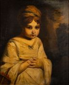 Circle of Sir Joshua Reynolds (British, 1723-1792) The Strawberry Girl oil on canvas 59.5 x 49.5cm.