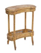 A giltwood and canework kidney shaped occasional table in Louis XVI taste,