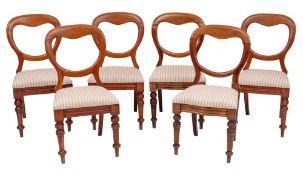 A set of six Victorian mahogany 'balloon back' chairs,