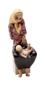 A Lenci earthenware figure 'La Maternita' by Helen König Scavini the mother seated with her baby