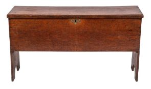 An oak 'six plank' coffer in 17th century style, 18th century,