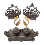 WITHDRAWN LOT A Victorian bronze desk stand of rectangular outline,