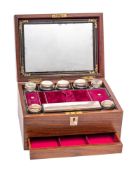 A 19th century mahogany dressing box of rectangular outline,