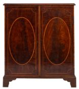 A George III mahogany, crossbanded and sample wood specimen chest,