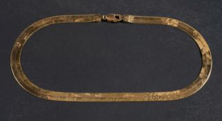 A herringbone-link necklace, stamped '14K', total length ca. 51cm total weight ca. 32.6gms.