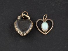 Two heart-shaped pendants,