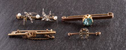 Four bar brooches,