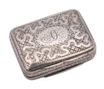 A George IV silver vinaigrette, maker John Shaw, Birmingham, 1820 initialled,
