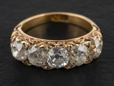 An old-cut diamond five-stone ring, total estimated diamond weight ca. 2.