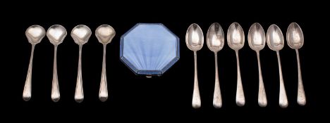 A mixed collection of silverwares, various makers and dates, includes six coffee spoons,