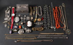 A collection of mainly costume and silver jewellery including amongst others;