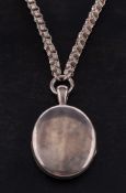 An oval locket pendant with hairwork on a fancy-link chain, length of locket (inc. bale), ca.