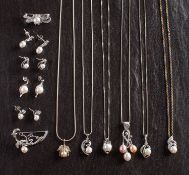 A collection of 'Cornwall Pearl' jewellery, including six pendants,