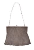 A Continental sliver link purse, bears import marks for London,