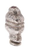 A 19th century Continental silver case of waisted rectangular form,