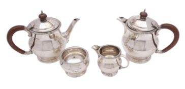 A George VI silver four-piece tea service, maker Mappin & Webb, London,