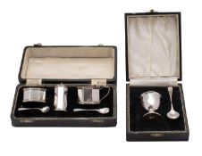 An Elizabeth II silver cruet set, maker J B Chatterley & Sons Ltd, Birmingham,