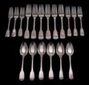 A matched silver Fiddle and Thread pattern part flatware service,
