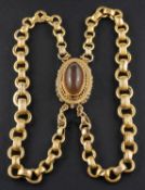 A 19th century, oval, cabochon-cut agate bracelet, with double-rowed modified,