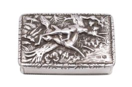 A William IV silver snuff box, maker Edward Smith Birmingham 1836 of rectangular form,