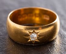 An Edwardian, 22ct gold, old-cut diamond, single-stone ring, estimated diamond weight ca. 0.