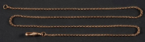 A 9ct gold, belcher-link watch chain with dog clip, with partial hallmarks for Birmingham,