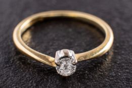An 18ct gold, round, brilliant-cut diamond, single-stone ring, estimated diamond weight ca. 0.