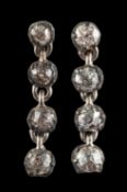 A pair of old-cut diamond drop earrings, total estimated diamond weight ca. 0.