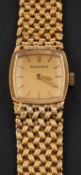Bueche-Girod, a 1970's, 9ct gold dress wristwatch, with 17 jewel movement, the rectangular,