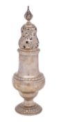 An Edward VII silver sugar caster, maker Jay, Richard Attenborough Co Ltd, Chester,