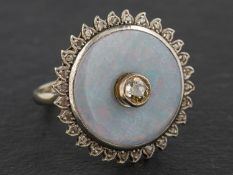 An early 20th century, opal, old and rose-cut diamond ring, estimated principal diamond weight ca.