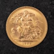An Elizabeth II gold sovereign coin, dated 1968, diameter ca. 22mms, total weight ca. 7.